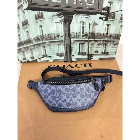 Coach CBK37 Warren Mini Belt Bag In Blocked Signature Canvas - Picture 6 of 7